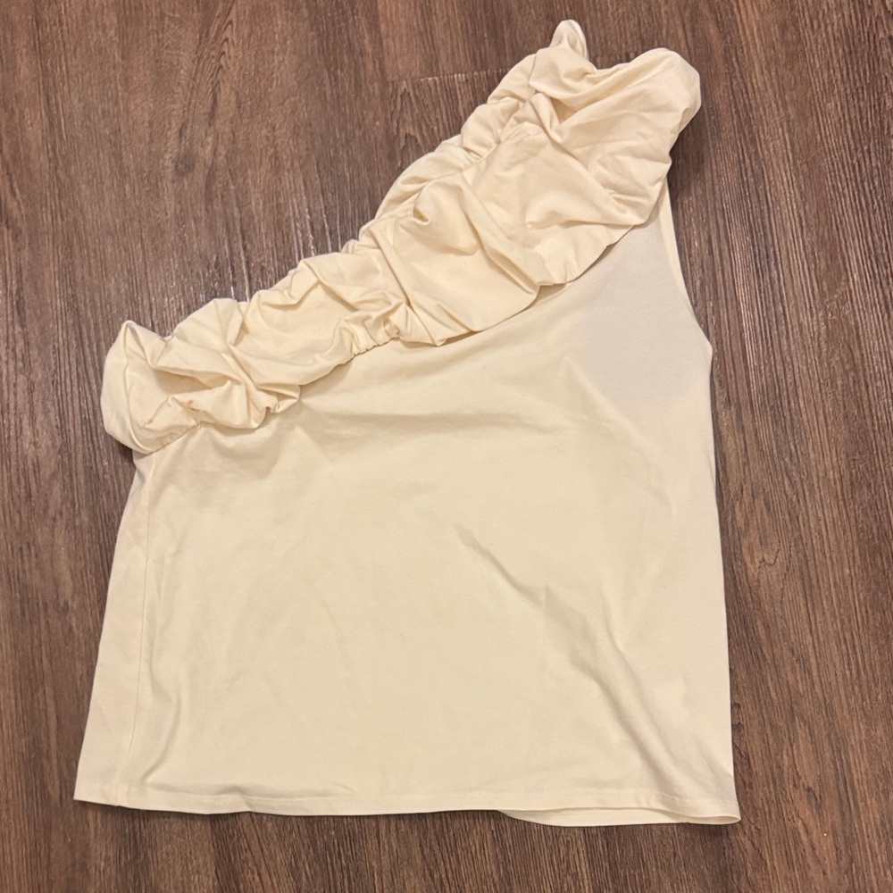 Express One-Shoulder Ruffle Camisole - Cream